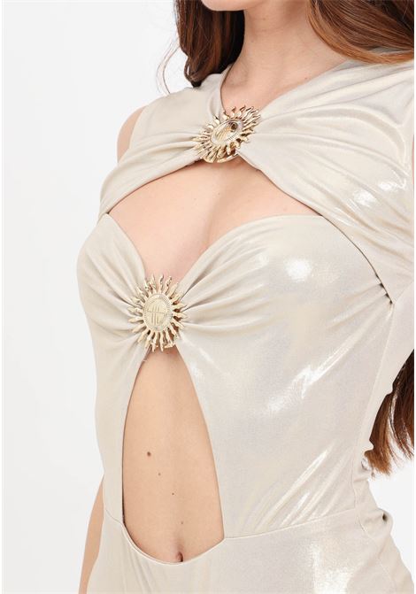 Golden lurex women's bodysuit with cut out details and golden applications ALMA SANCHEZ | BODY TALORAORO LIGHT